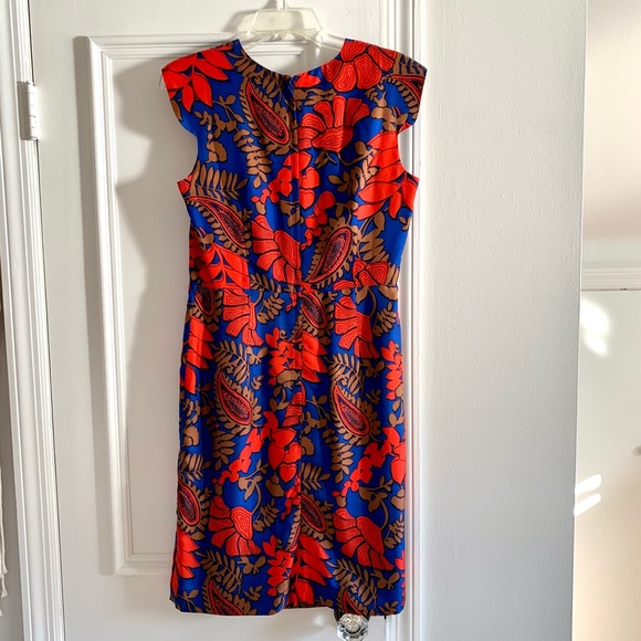 Milly Blue and Red Tropical Patterned Knee Length Dress Size 8 - Picture 2 of 4